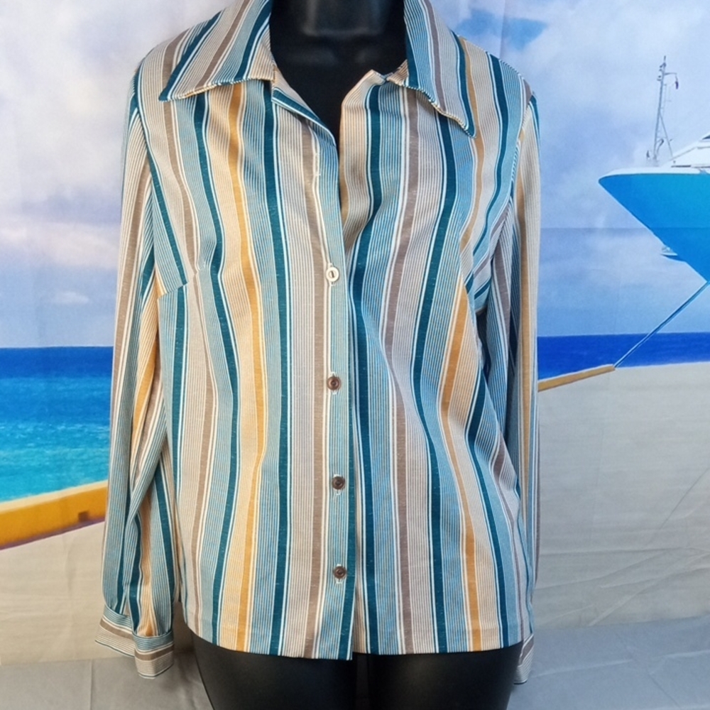 🗝️ 🍒 Vintage Laurel Ridge Striped Button-Up Shirt
